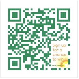 Image of a Custom QR Code with call to action text “Sign up for a chance to win” in the bottom right