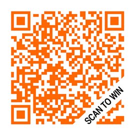 Image of a Custom QR Code that uses an image in the bottom right that features the call-to-action text: ‘Scan to Win’