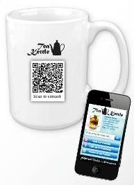 A mobile business card with a matching mug