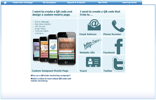 Create a QR code campaign login screenshot